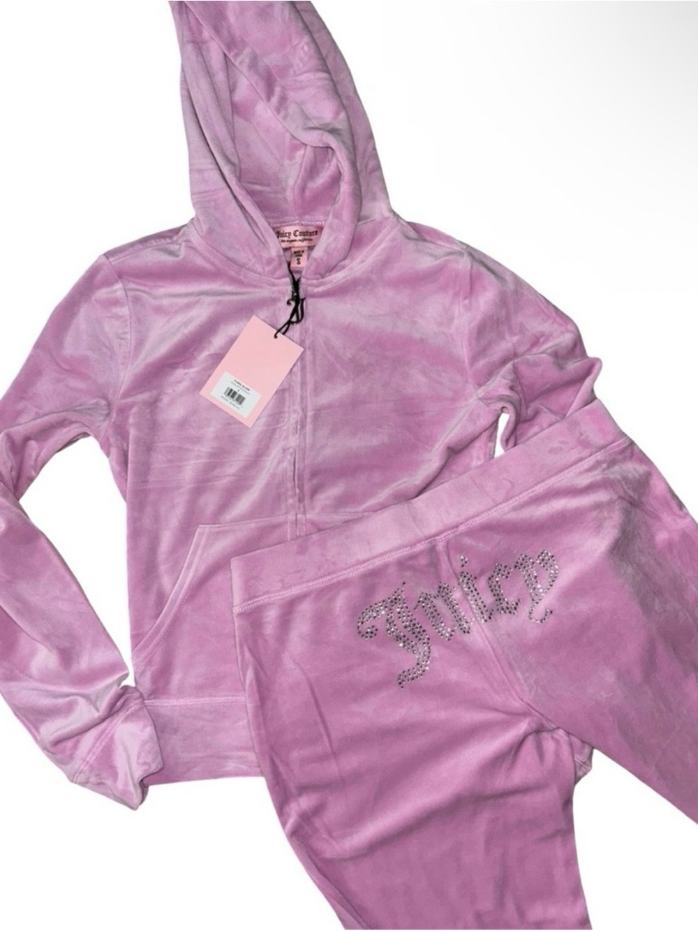 JUICY COUTURE FLORAL BLOOM OG BLING RHINESTONE VELOUR TRACKSUIT SWEATSUIT NWT - Picture 16 of 16
